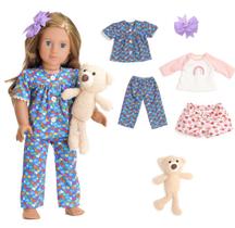 Conjunto de roupas de boneca Sweet Dolly para bonecas de 18 polegadas com 2 pijamas