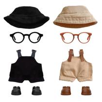 Conjunto de roupas de boneca VVQUI para bonecas de 17 cm com 2 chapéus, 2 macacões, 2 sapatos e 2 óculos