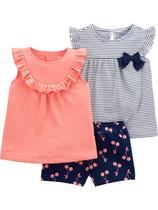 Conjunto de roupas de brincar Simple Joys by Carter's Girls Navy 2T de 3 peças Conjunto de roupas de brincar Simple Joys by Carter's Girls Navy 2T de 3 peças