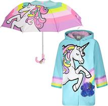 Conjunto de roupas de chuva Addie & Tate Unicorn Design para crianças de 7 a 9 anos