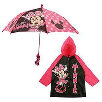 Conjunto de roupas de chuva Disney e Slicker para meninas Disney, guarda-chuva para crianças ou meninas de 2 a 7 anos, rosa Minnie Mouse, idade média 4-5 EUA