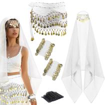 Conjunto de roupas de dança do ventre WYVAS, lenço de quadril de chiffon, lenço de cabeça