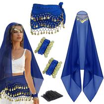 Conjunto de roupas de dança do ventre WYVAS, lenço de quadril de chiffon, lenço de cabeça