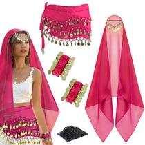 Conjunto de roupas de dança do ventre WYVAS Rose Chiffon com moedas