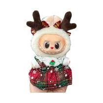Conjunto De Roupas De Pelúcia Mini Para Boneca Labubu De 15-17CM, Chapéu De Natal, Cachecol, Alce,