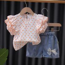 Conjunto de Roupas de Verão para Bebê (0-4 anos) - Camiseta de Algodão e Shorts Jeans