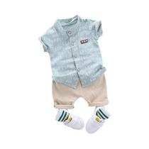 Conjunto De Roupas De Verão Para Bebês Meninos 2 Peças Camiseta Com Letras E Shorts Casual Para Conjunto De Roupas De Verão Para Bebês Meninos 2 Peças Camiseta Com Letras E Shorts Casual Para