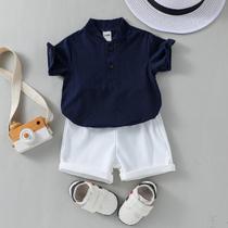 Conjunto De Roupas De Verão Para Bebês Meninos, Camiseta Branca De Manga Curta, Shorts, Roupa Casual