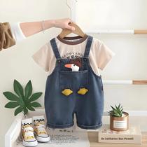 Conjunto De Roupas De Verão Para Bebês Meninos E Meninas 2 Peças Camiseta Casual Macacão Conjuntos