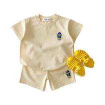 Conjunto De Roupas De Verão Para Bebês Meninos E Meninas Com Camiseta Bordada Com Urso E Shorts 2