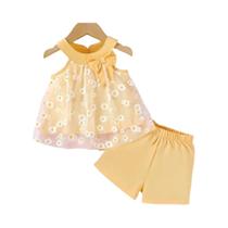 Conjunto De Roupas De Verão Para Menina De 0 a 3 Anos, Top Sem Mangas Com Ombros Descidos E Shorts