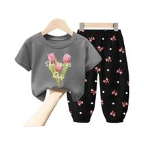 Conjunto de Roupas de Verão para Meninas - 2 Peças - Camiseta e Calça