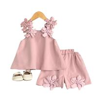 Conjunto De Roupas De Verão Para Meninas Com Decoração De Flores 3D Coreanas, Top Com Suspensórios E