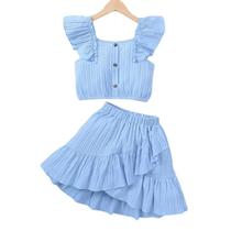 Conjunto De Roupas De Verão Para Meninas De 8 a 12 Anos, Blusas De Manga Larga Em Cores Sólidas E Conjunto De Roupas De Verão Para Meninas De 8 a 12 Anos, Blusas De Manga Larga Em Cores Sólidas E