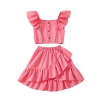 Conjunto De Roupas De Verão Para Meninas De 8 a 12 Anos, Blusas De Manga Larga Em Cores Sólidas E Conjunto De Roupas De Verão Para Meninas De 8 a 12 Anos, Blusas De Manga Larga Em Cores Sólidas E