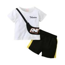 Conjunto de Roupas de Verão para Meninos - Manga Curta, Top Colorido e Shorts com Bolsa Estampada