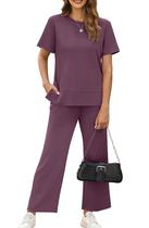Conjunto de roupas de viagem femininas XIEERDUO de 2 peças roxo GG