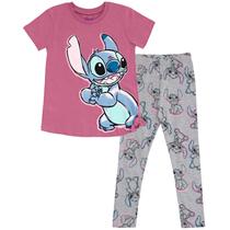 Conjunto de roupas Disney Lilo & Stitch, camiseta e leggings para meninas