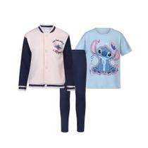 Conjunto de roupas Disney Lilo & Stitch Girls Bomber, camiseta e legging