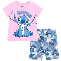 Conjunto de roupas Disney Lilo & Stitch Little Girls, camiseta e shorts Conjunto de roupas Disney Lilo & Stitch Little Girls, camiseta e shorts
