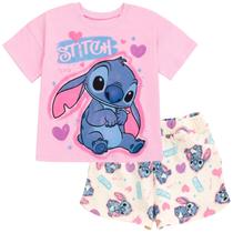 Conjunto de roupas Disney Lilo & Stitch Little Girls, camiseta e shorts