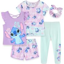 Conjunto de roupas Disney Lilo & Stitch para meninas com 2 blusas e leggings Conjunto de roupas Disney Lilo & Stitch para meninas com 2 blusas e leggings