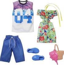 Conjunto de roupas e acessórios Barbie & Ken Tropical Fashion