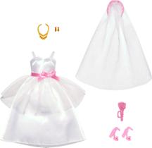Conjunto de Roupas e Acessórios para Boneca Barbie - Tema Noiva