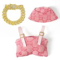 Conjunto de roupas e acessórios para bonecas de 17 cm chapéu, colar e macacão elegantes Conjunto de roupas e acessórios para bonecas de 17 cm chapéu, colar e macacão elegantes