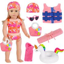 Conjunto de roupas e acessórios para bonecas ebuddy Beach com tema 18"