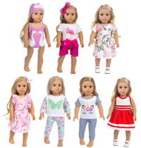 Conjunto de roupas e acessórios para bonecas ZQDOLL para bonecas de 18 polegadas Conjunto de roupas e acessórios para bonecas ZQDOLL para bonecas de 18 polegadas