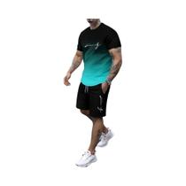 Conjunto De Roupas Esportivas Masculinas De Verão, Camiseta E Shorts Impressos Em 3D, Moda Solta