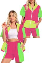 Conjunto de roupas esportivas MASSWO 80s Tracksuit roxo para mulheres