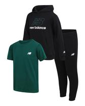 Conjunto de roupas esportivas New Balance Boys, 3 peças, com capuz e camiseta de joggers Conjunto de roupas esportivas New Balance Boys, 3 peças, com capuz e camiseta de joggers