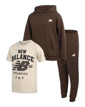 Conjunto de roupas esportivas New Balance Boys, 3 peças, tamanho 8, com capuz Conjunto de roupas esportivas New Balance Boys, 3 peças, tamanho 8, com capuz