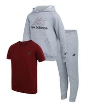 Conjunto de roupas esportivas New Balance Boys com capuz de 3 peças e camiseta de corrida 4-12