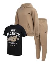 Conjunto de roupas esportivas New Balance Boys com capuz de 3 peças e camiseta de corrida 8Y