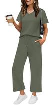 Conjunto de roupas esportivas WIHOLL de 2 peças em verde oliva XL