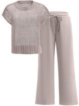 Conjunto de Roupas Femininas ANRABESS - Suéter, Blusa e Calças Largas Conjunto de Roupas Femininas ANRABESS - Suéter, Blusa e Calças Largas
