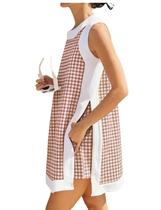 Conjunto de roupas femininas Bankeng, casual, colorido, xadrez, marrom Conjunto de roupas femininas Bankeng, casual, colorido, xadrez, marrom