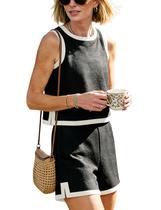 Conjunto de roupas femininas Gozoloma Color Block Summer Black-XS Conjunto de roupas femininas Gozoloma Color Block Summer Black-XS