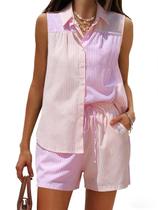 Conjunto de roupas feminino EXLURA de verão sem mangas com botões 2026 Conjunto de roupas feminino EXLURA de verão sem mangas com botões 2026