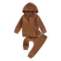 Conjunto de roupas fhutpw Baby Girl Boy com capuz e calças de algodão tricotado Conjunto de roupas fhutpw Baby Girl Boy com capuz e calças de algodão tricotado