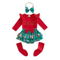 Conjunto de roupas FYBITBO My First Christmas Baby Girl 9-12 meses
