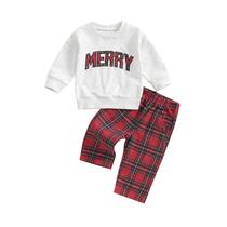 Conjunto de roupas FYBITBO Toddler Baby Christmas Outfit Plaid Conjunto de roupas FYBITBO Toddler Baby Christmas Outfit Plaid