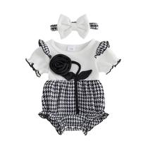 Conjunto de roupas Giraropa Newborn Baby Girl Smocked Bubble Romper Conjunto de roupas Giraropa Newborn Baby Girl Smocked Bubble Romper