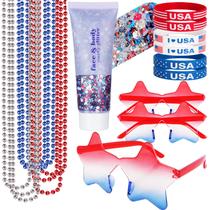 Conjunto de roupas Go Ho de 4 de julho para mulheres com gel e acessórios brilhantes Conjunto de roupas Go Ho de 4 de julho para mulheres com gel e acessórios brilhantes