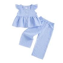 Conjunto de roupas GOOCHEER Toddler Girl Plaid Ruffle 18-24 meses