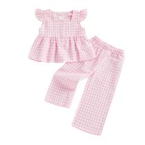 Conjunto de roupas GOOCHEER Toddler Girl Summer Plaid 12-18M - 4-5Y