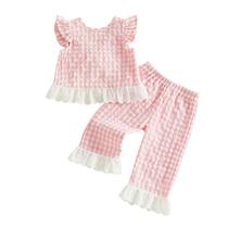 Conjunto de roupas GOOCHEER Toddler Girl Summer Plaid 18-24 meses